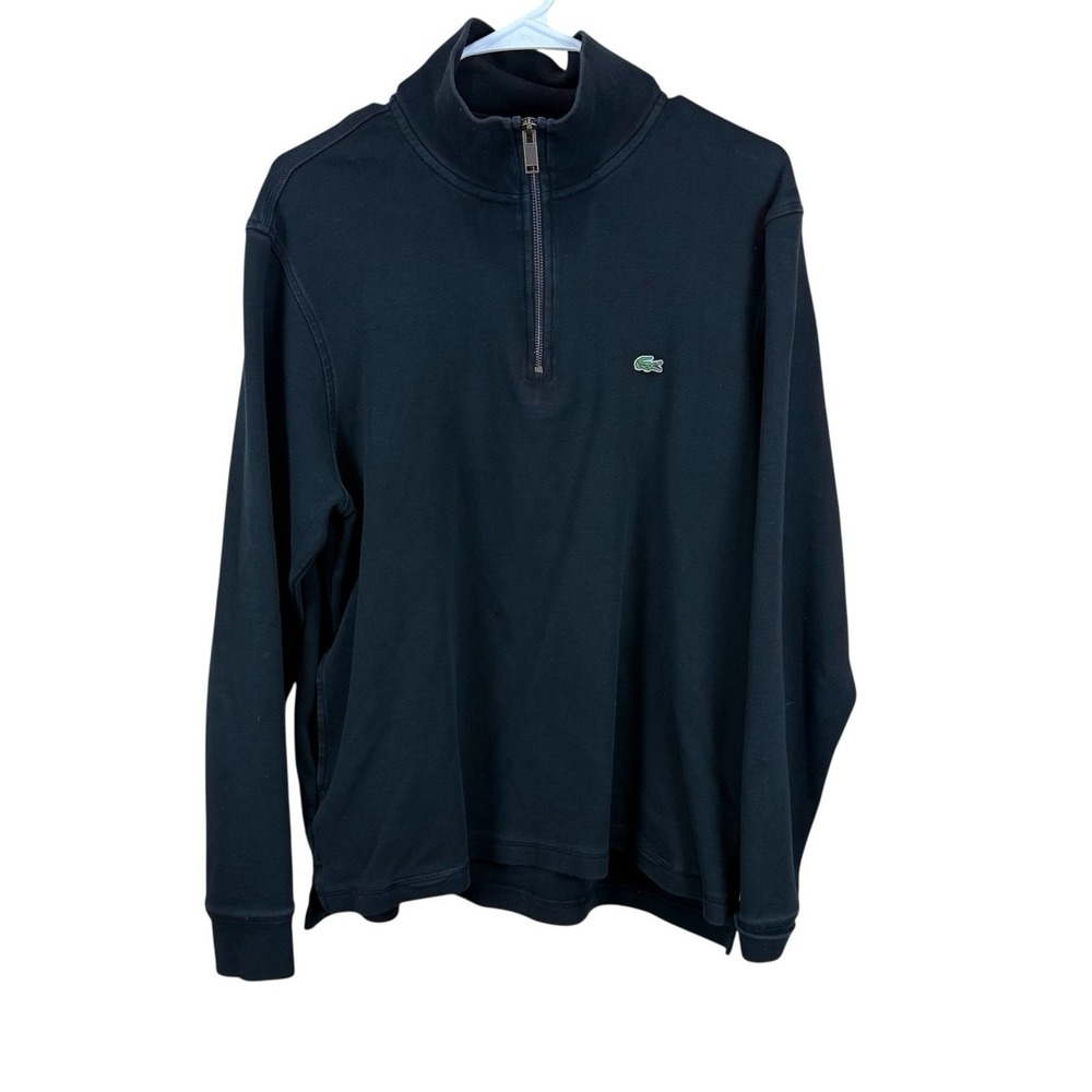Lacoste Men's Small 1/4 Zip Sweater Logo Pullover  Black Size 5 Medium